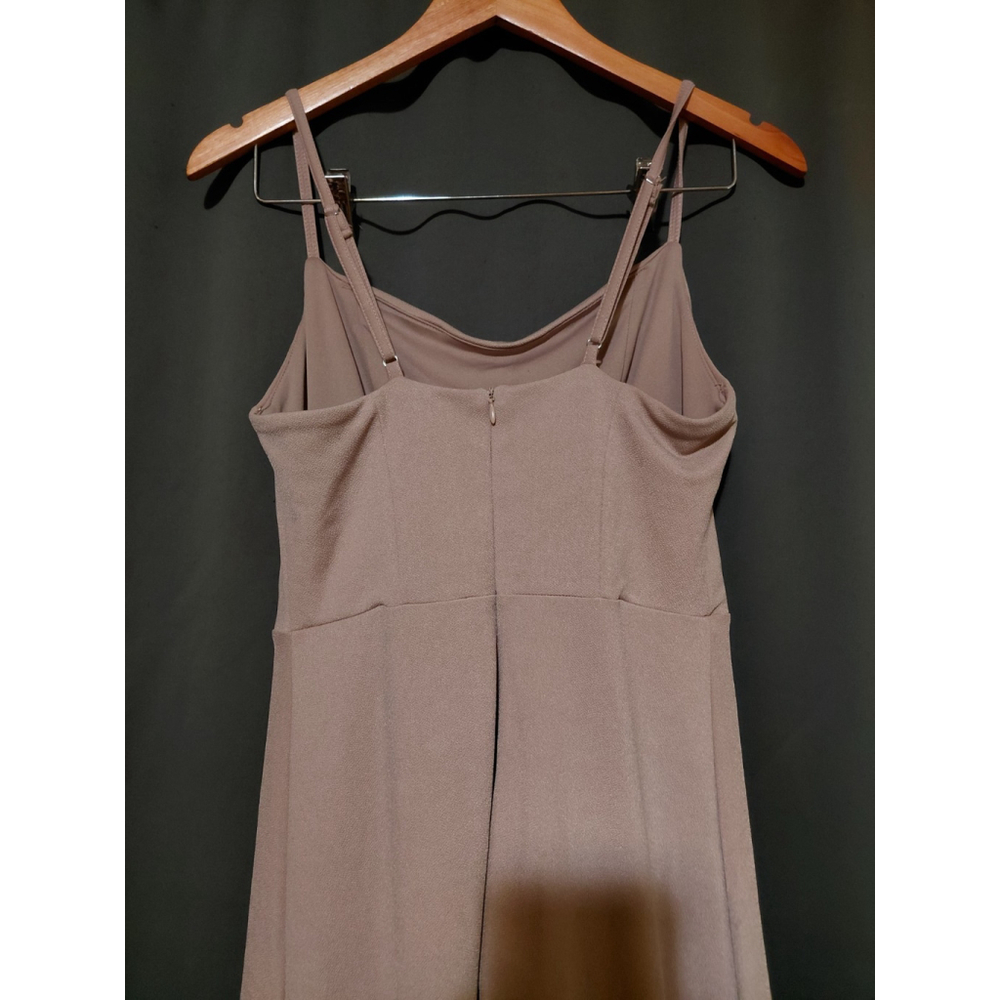 BIRDY GREY Ash Crepe Long Maxi Formal Dress Taupe With Slit Size Small NWOT - Picture 10 of 13